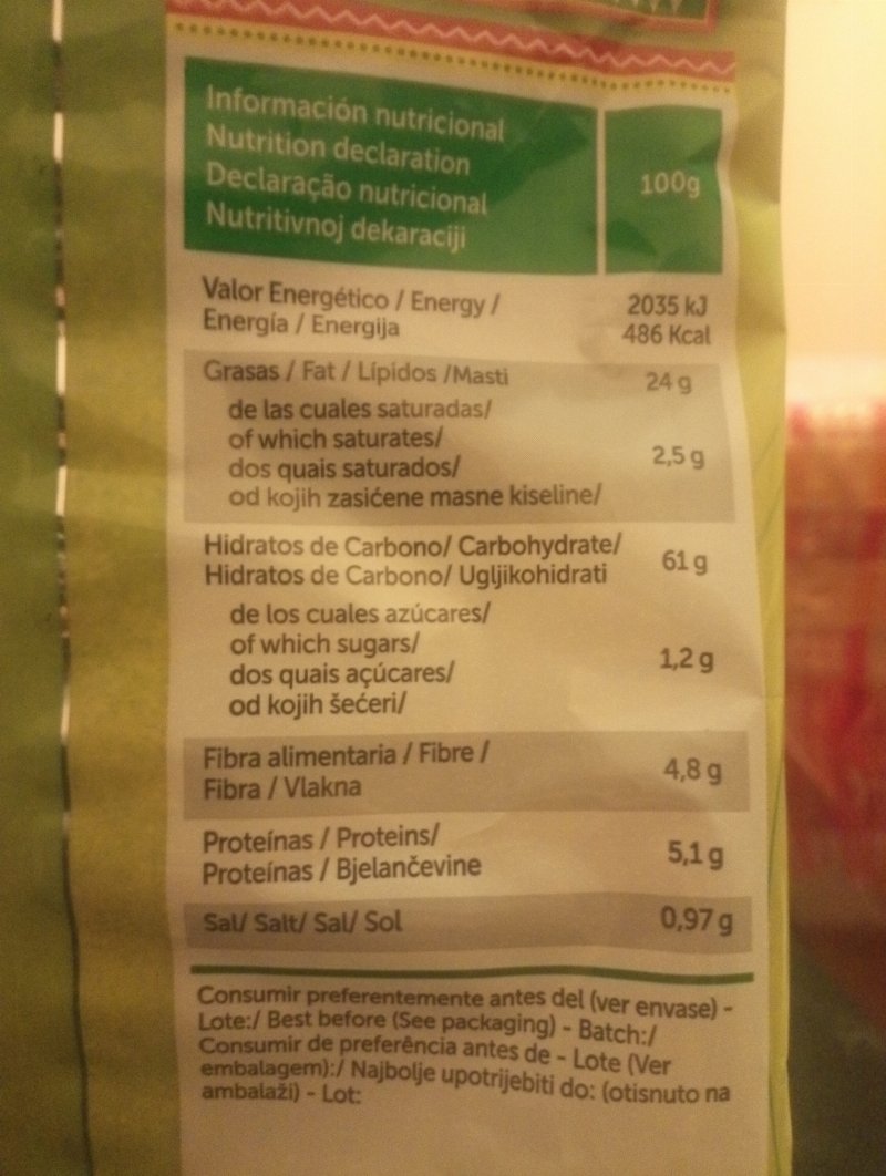 Foto da tabela nutricional