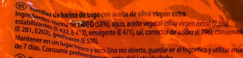 Foto da tabela nutricional