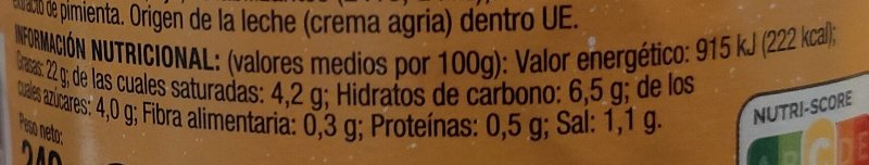 Foto da tabela nutricional