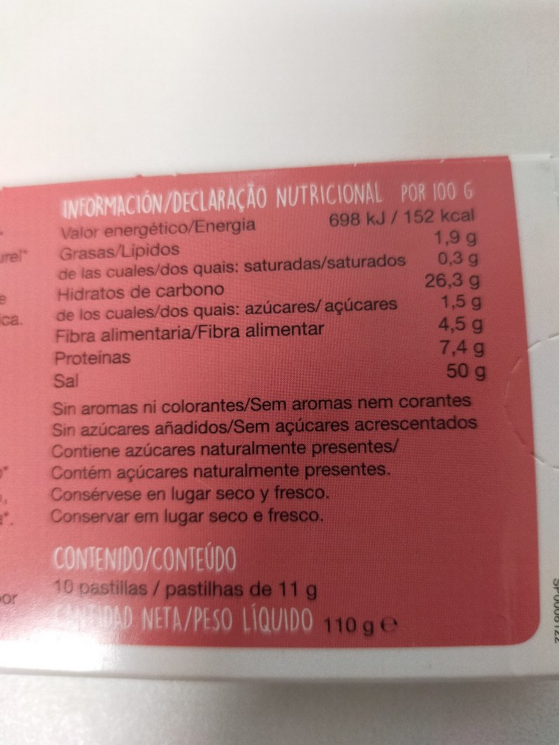 Foto da tabela nutricional