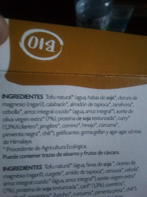 Foto da lista de ingredientes