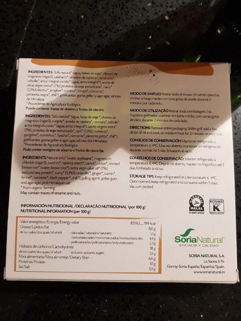 Foto da tabela nutricional