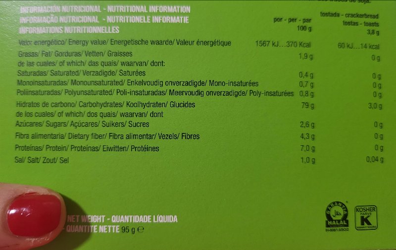 Foto da tabela nutricional