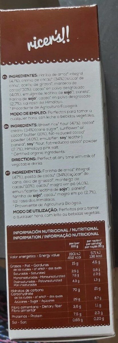 Foto da tabela nutricional