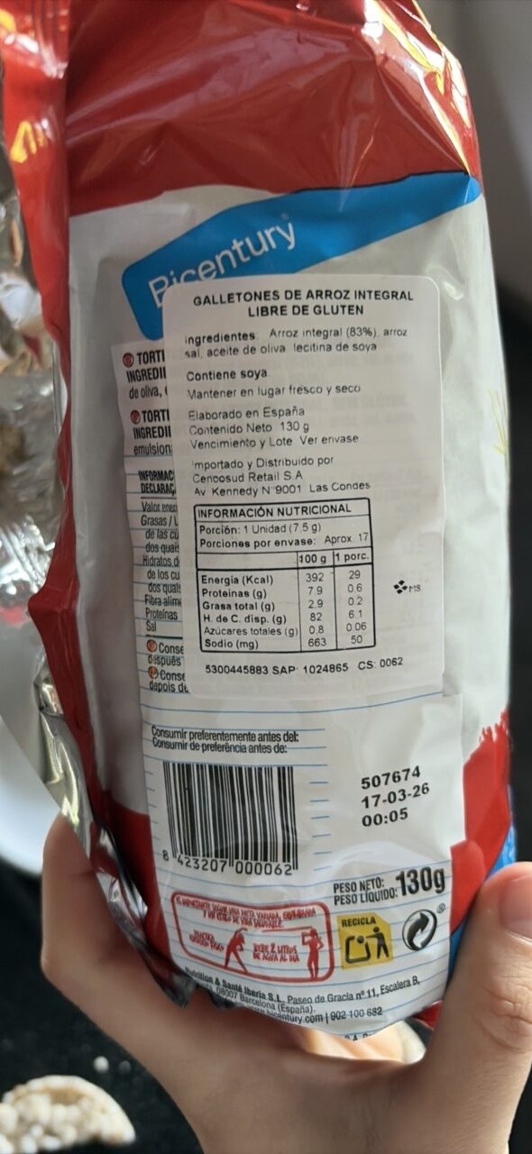 Foto da tabela nutricional