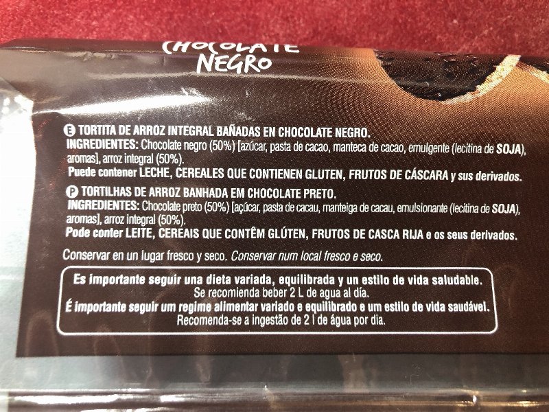 Foto da lista de ingredientes