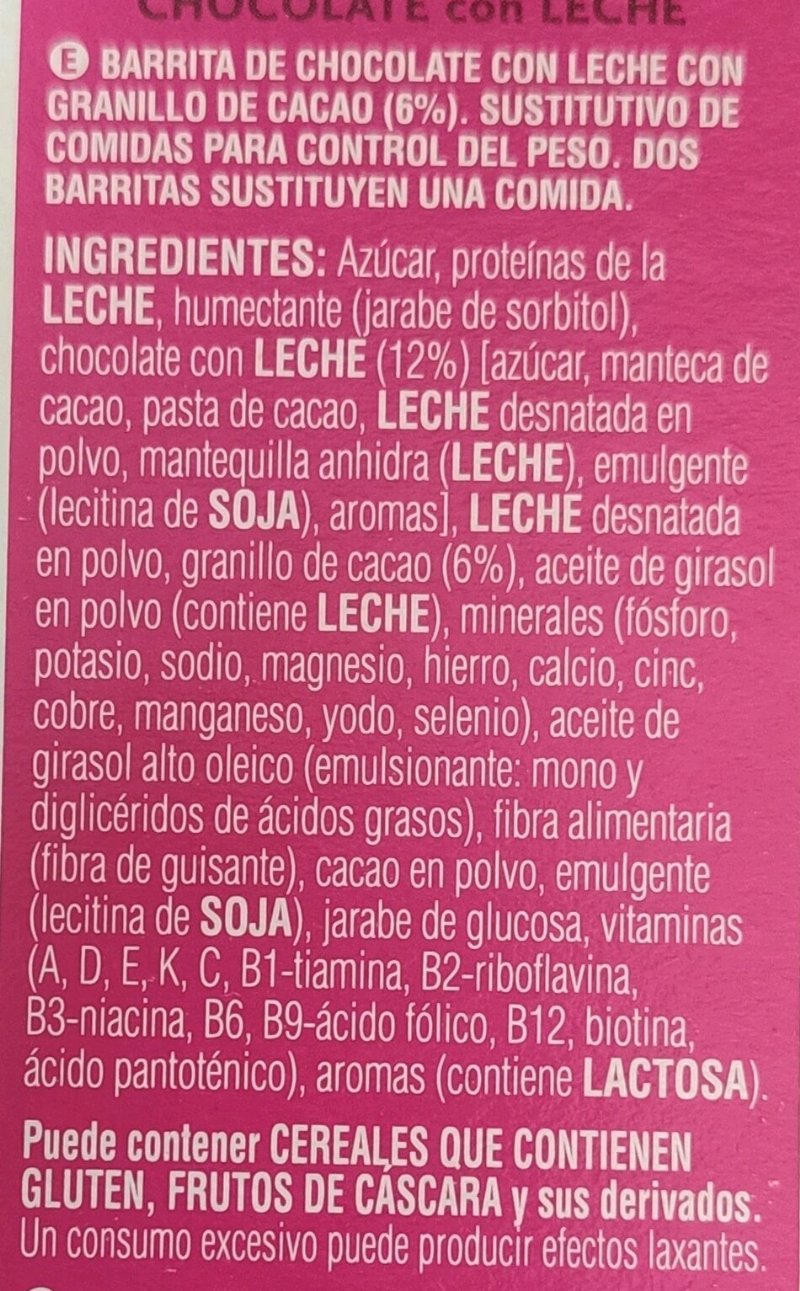 Foto da lista de ingredientes