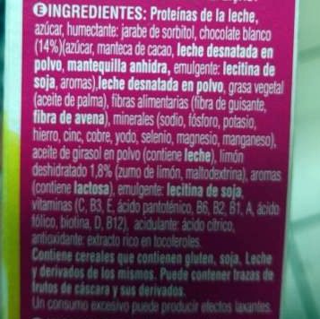 Foto da lista de ingredientes