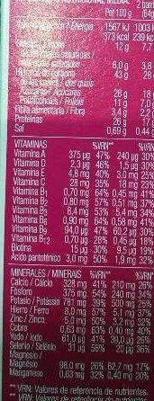 Foto da tabela nutricional