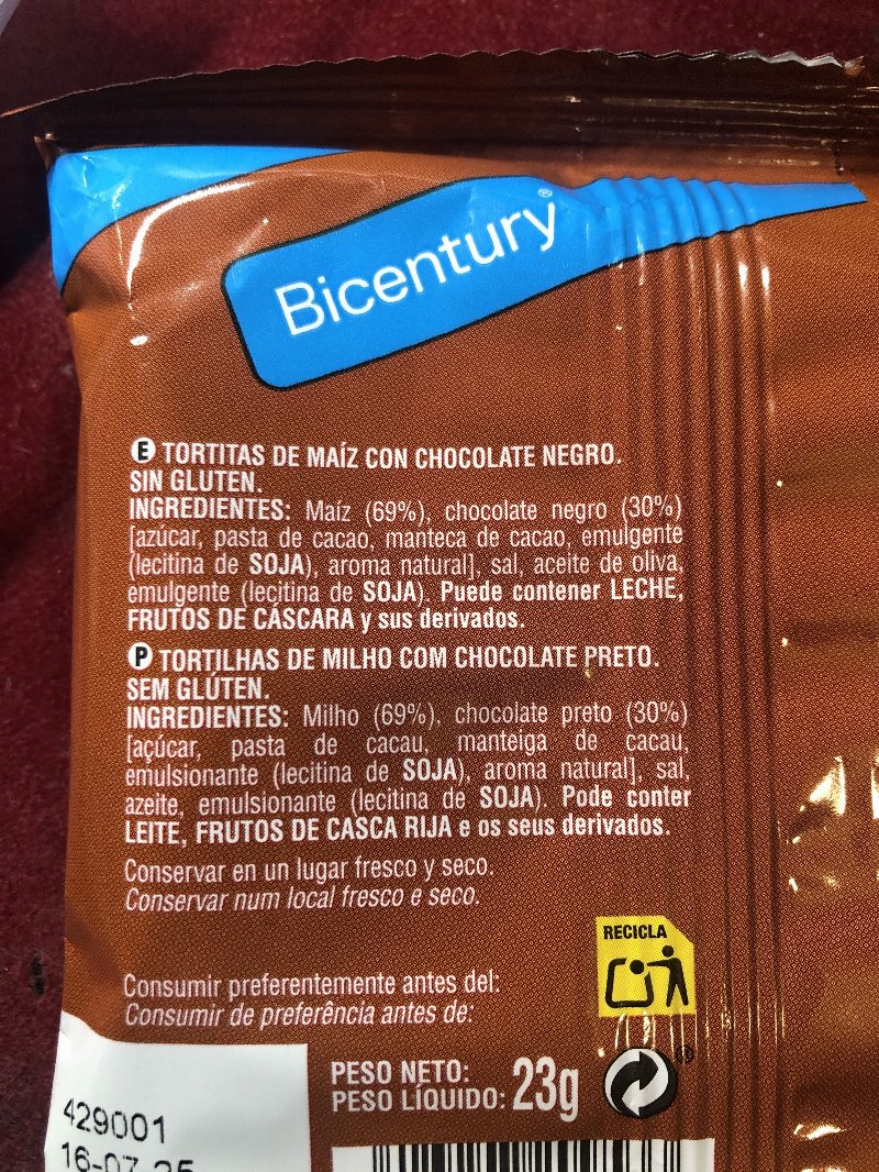 Foto da lista de ingredientes
