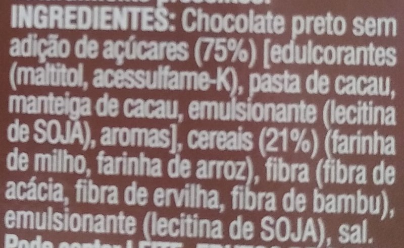 Foto da lista de ingredientes