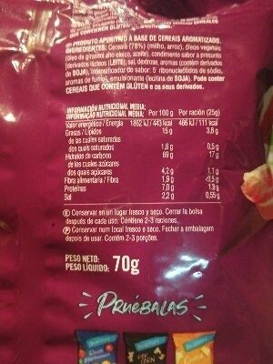 Foto da lista de ingredientes