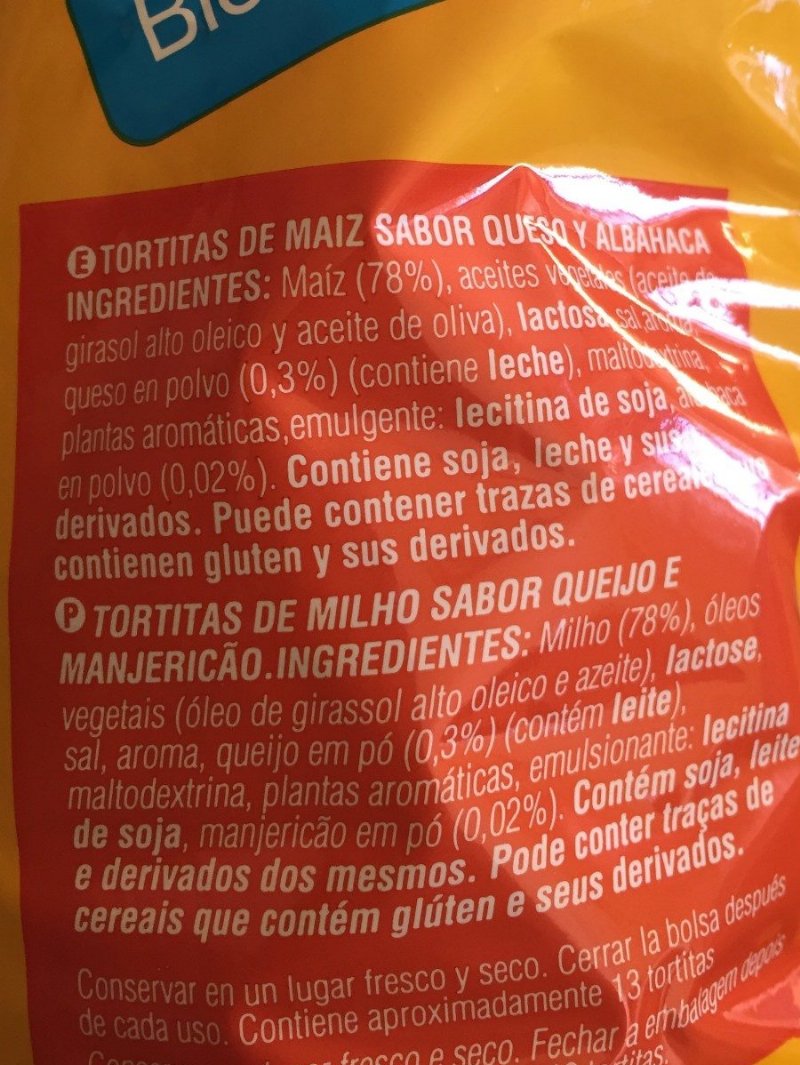 Foto da lista de ingredientes