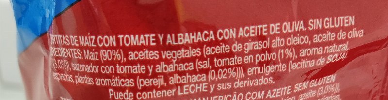 Foto da lista de ingredientes