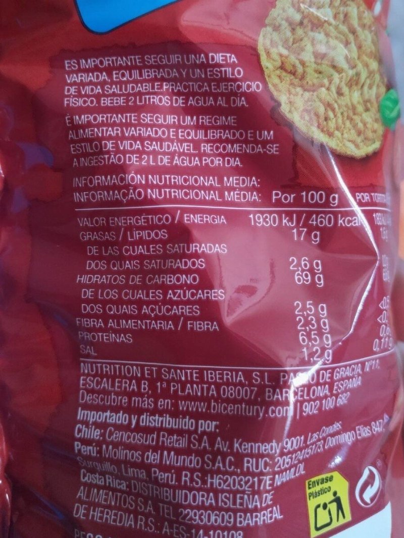 Foto da tabela nutricional