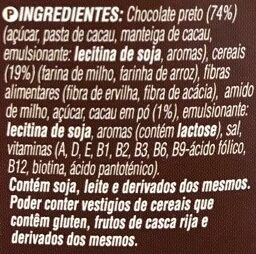 Foto da lista de ingredientes