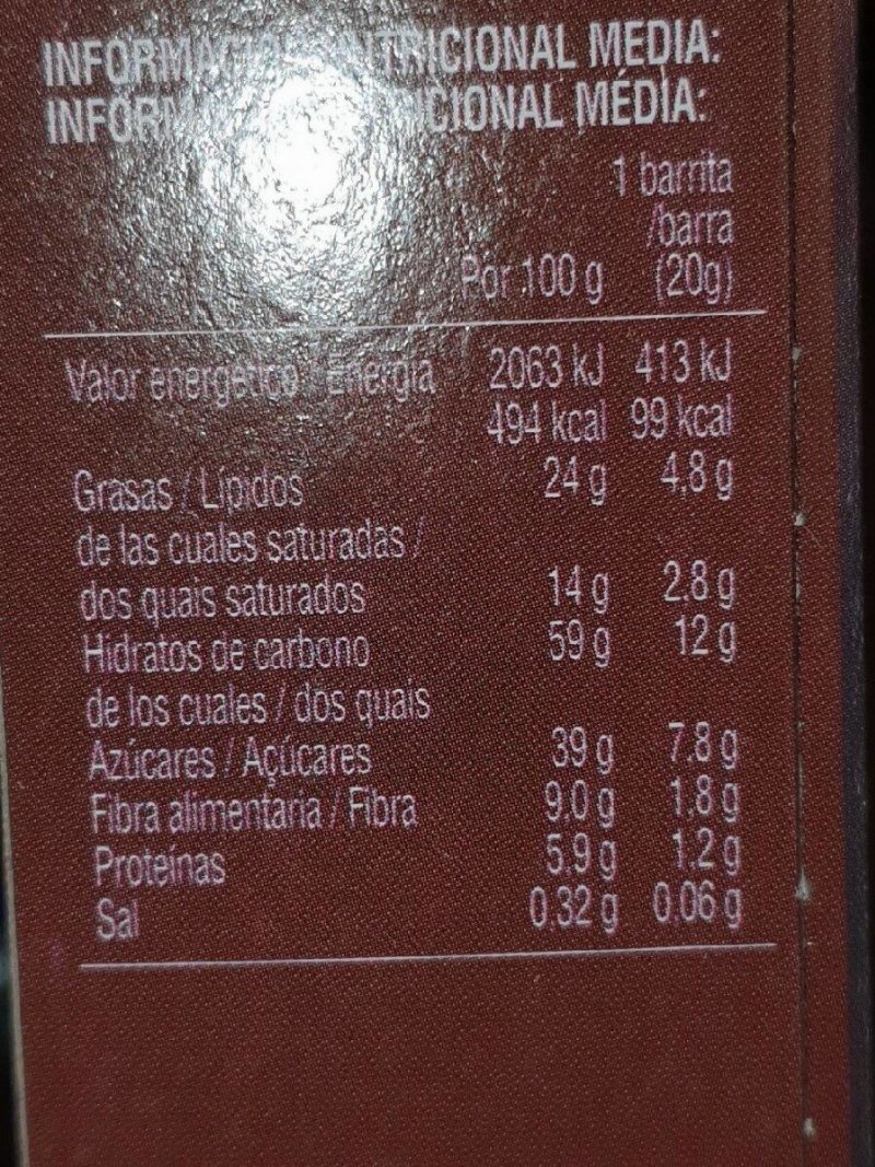 Foto da tabela nutricional