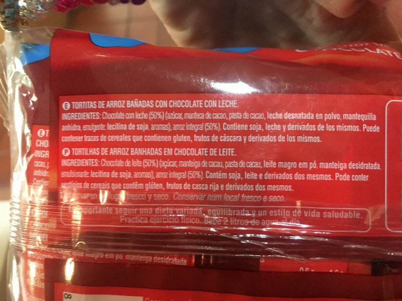 Foto da lista de ingredientes