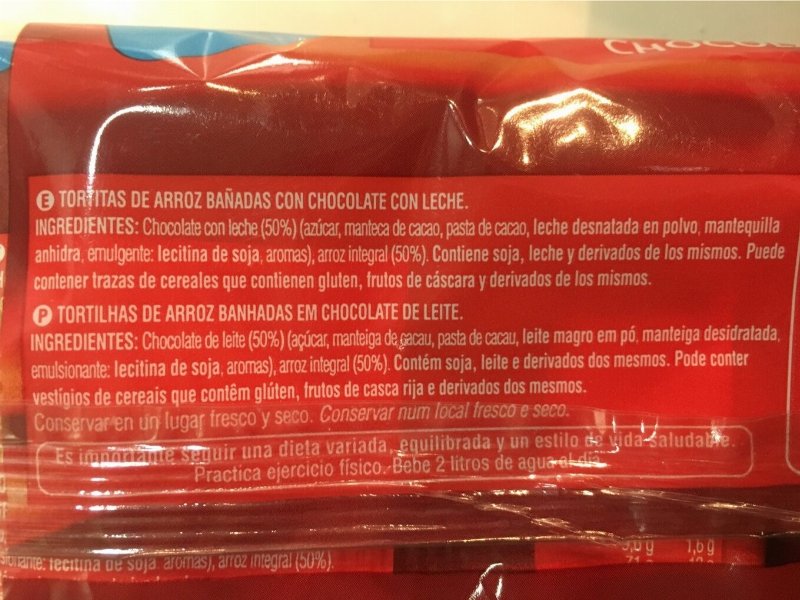 Foto da tabela nutricional