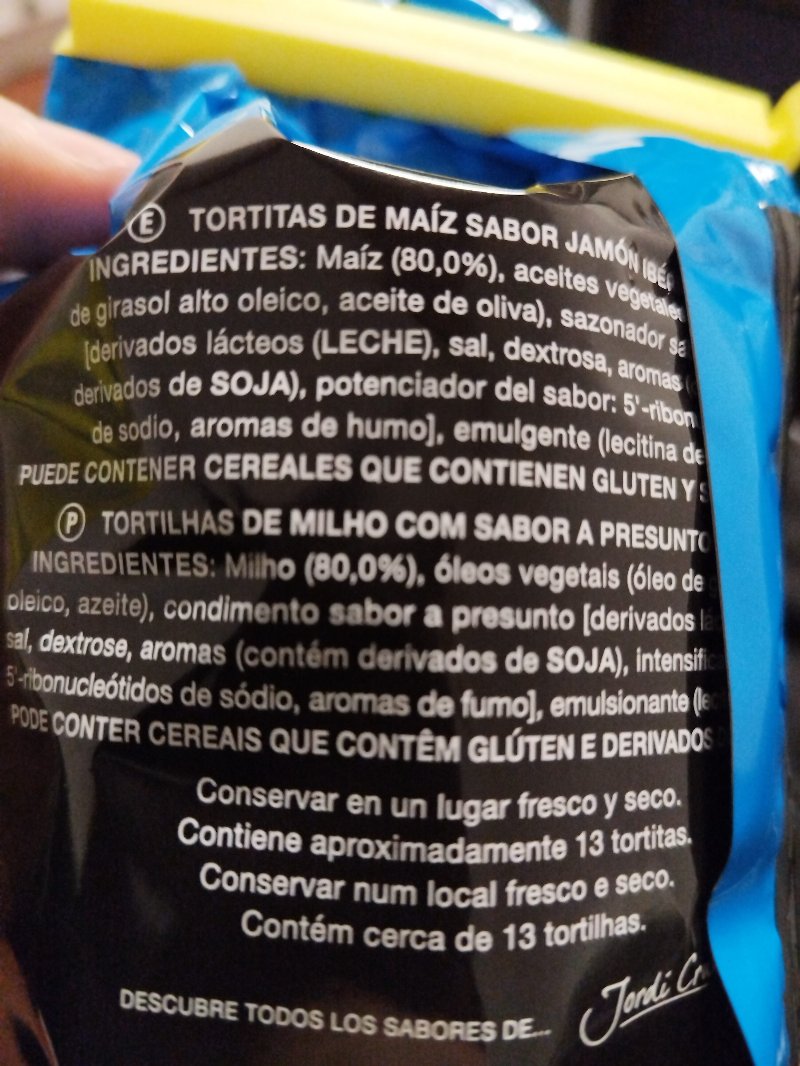 Foto da lista de ingredientes