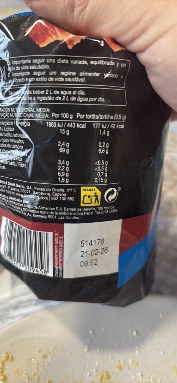 Foto da tabela nutricional