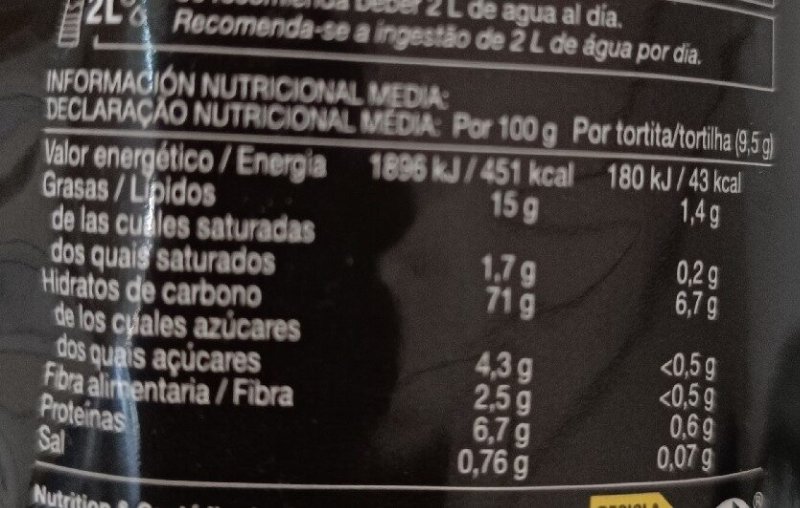 Foto da tabela nutricional