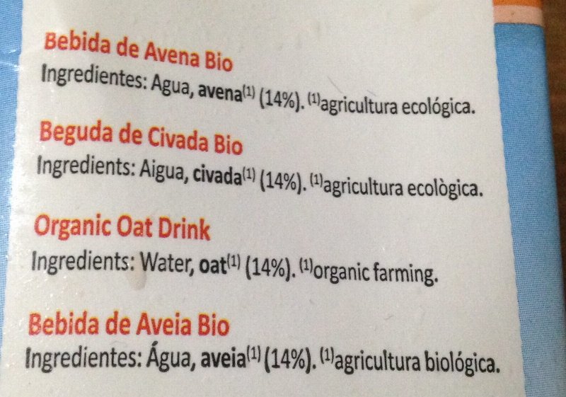 Foto da lista de ingredientes