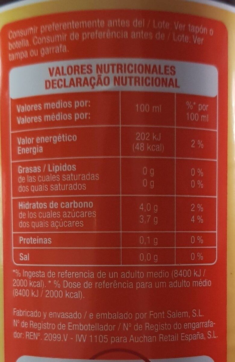 Foto da tabela nutricional