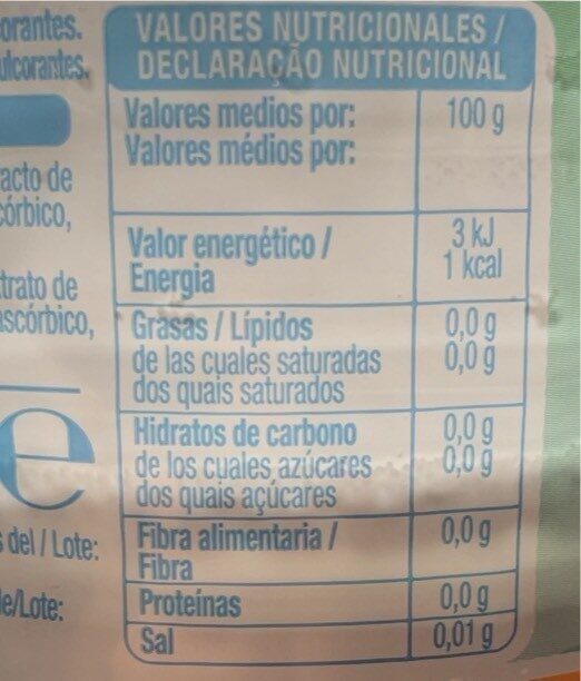 Foto da tabela nutricional