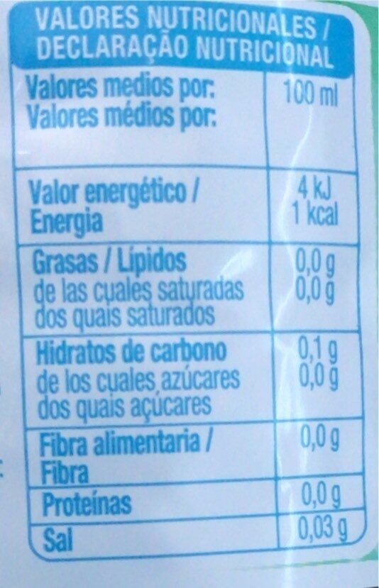 Foto da tabela nutricional