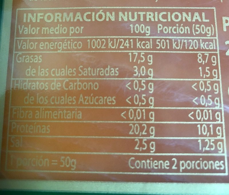 Foto da tabela nutricional