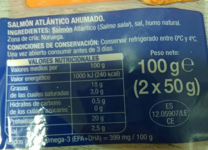 Foto da tabela nutricional