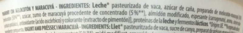 Foto da lista de ingredientes