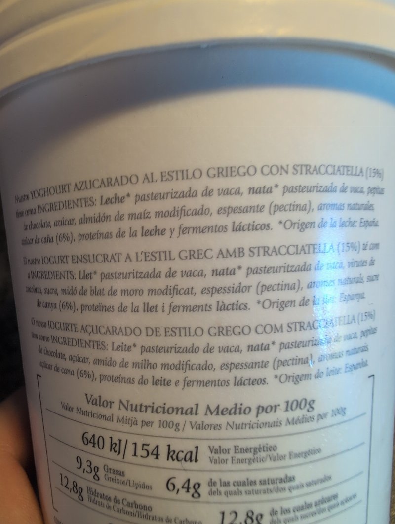 Foto da lista de ingredientes
