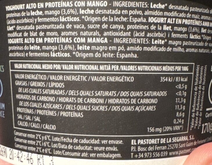 Foto da tabela nutricional