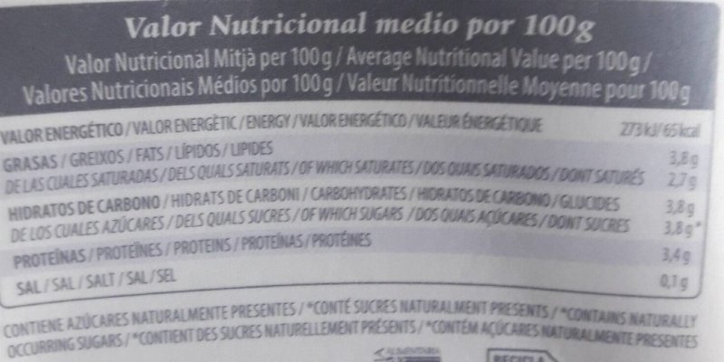 Foto da tabela nutricional