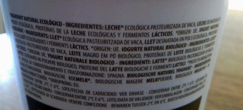 Foto da lista de ingredientes