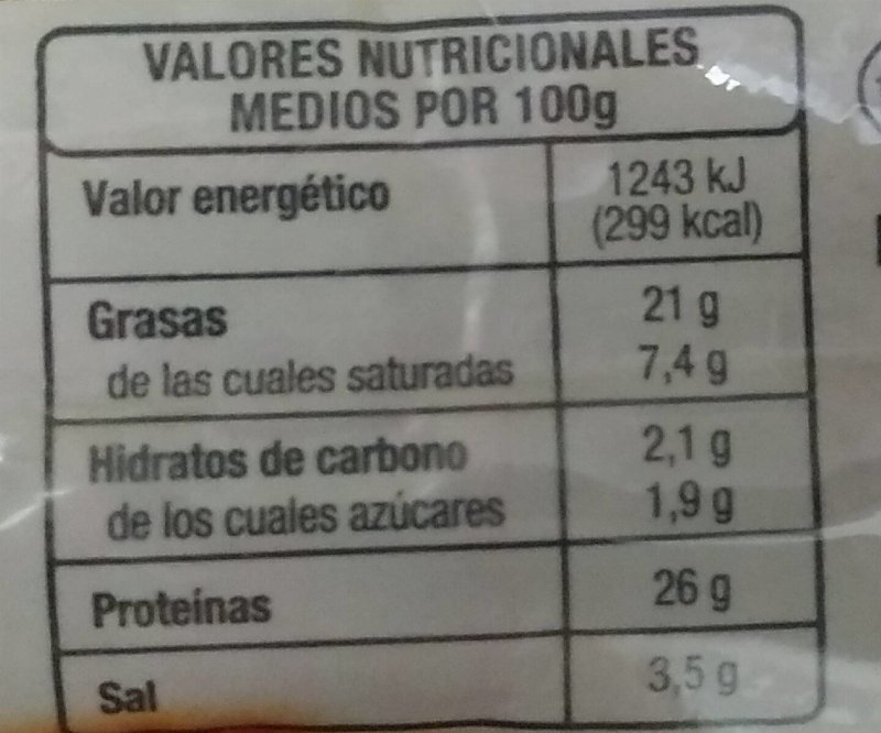 Foto da tabela nutricional
