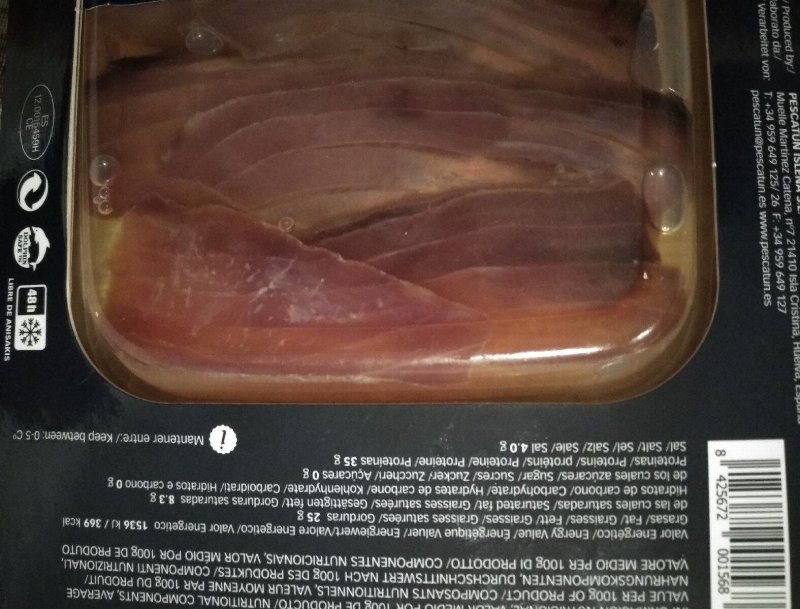 Foto da tabela nutricional