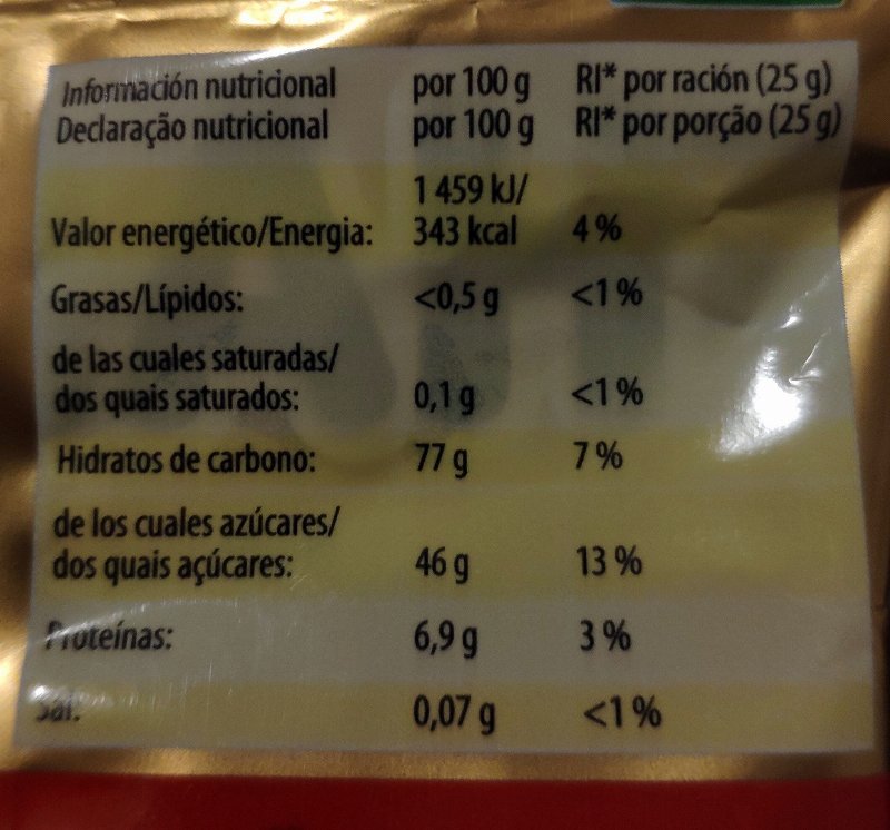 Foto da tabela nutricional