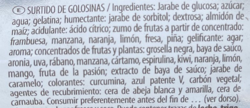 Foto da lista de ingredientes