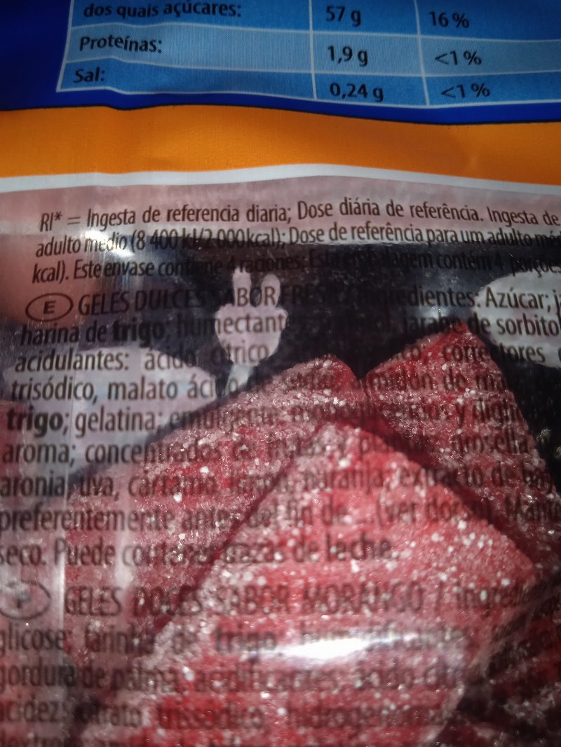 Foto da lista de ingredientes