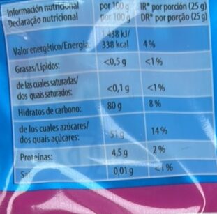 Foto da tabela nutricional