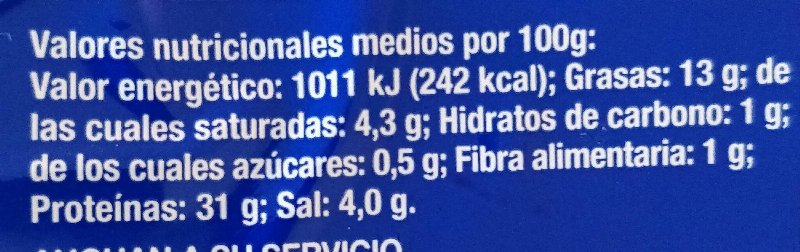 Foto da tabela nutricional