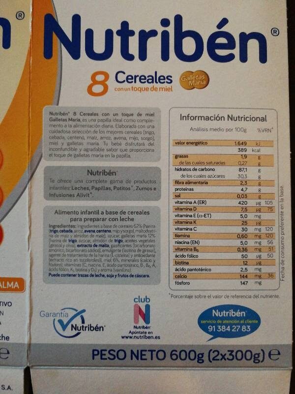 Foto da tabela nutricional