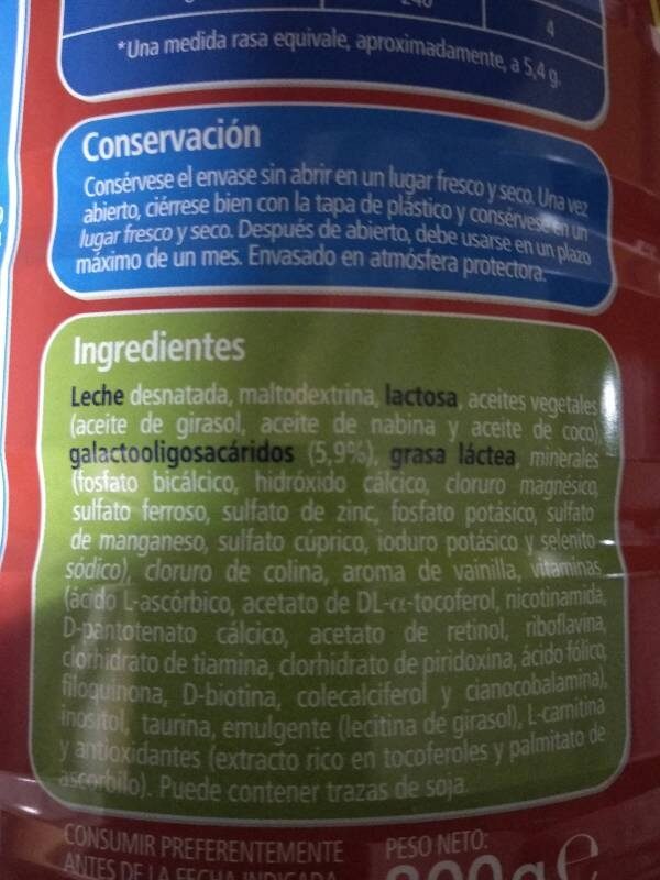 Foto da lista de ingredientes