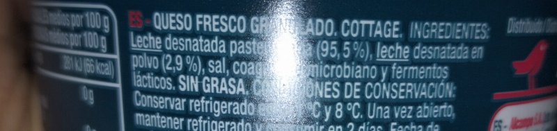 Foto da lista de ingredientes