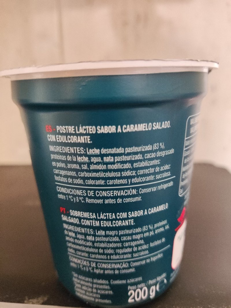 Foto da lista de ingredientes