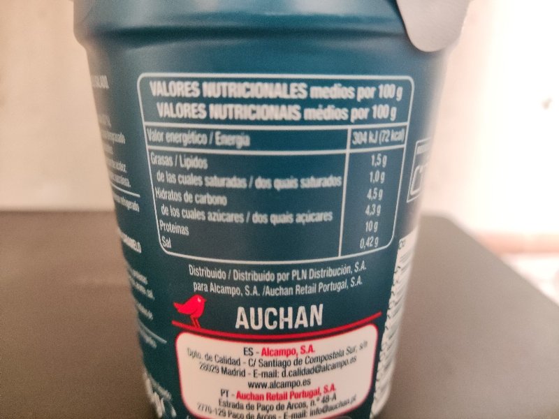 Foto da tabela nutricional