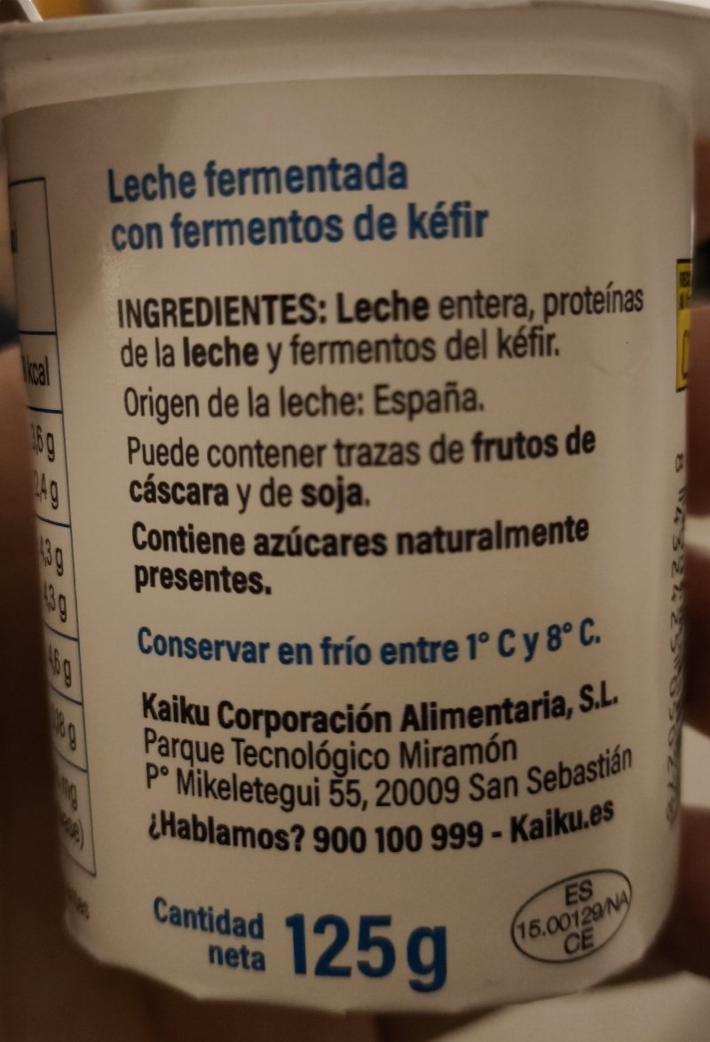 Foto da lista de ingredientes